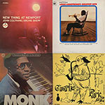 Plattencover: Coltrane/Shepp, Armstrong, Monk, Bird (Collage)
