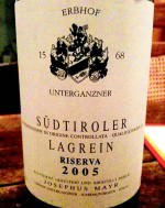 Erbhof Unterganznerhof Lagrein Riserva 2005 (Etikett)